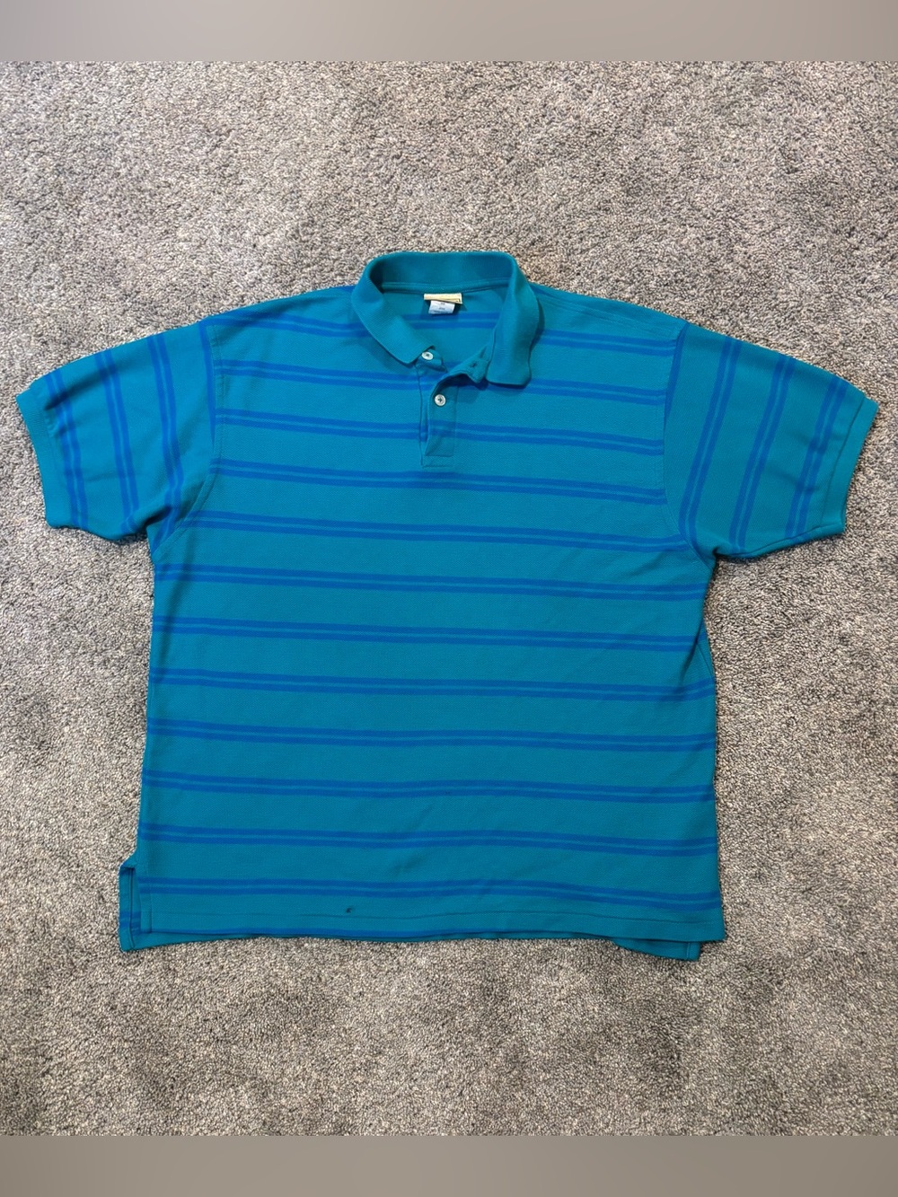 Vintage L.L.Bean Striped Polo Shirt Mens Sz L Blue Green Made in USA 100% Cotton